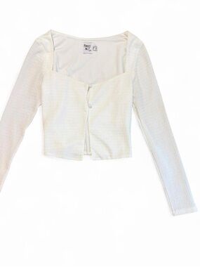 Princess Polly White Long Sleeve Square Neck Crop Top